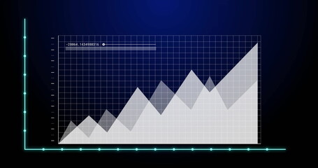 Wall Mural - Showing Cartesian grid translucent peaks on UI, turquoise axes and data label -28864
