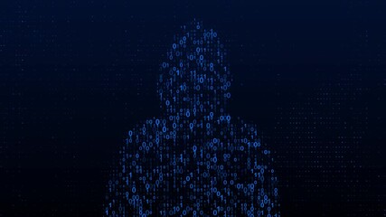 High technology binary code with human form video animated background