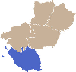  Illustration carte de la région Pays de la Loire avec département Vendée mis en lumière