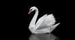 © Luis - Elegant Origami Swan, Paper Bird Craft, White Animal Figure, Studio Shot, Black Background