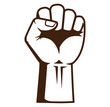 © KHALID  - Strong symbol of unity and protest depicting a brown raised fist on a white background
