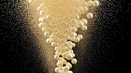 Abstract Golden Bubbles Ascending in Dark Background