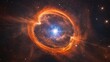 © Custom Scene - Ring nebula shines brightly in the dark expanse of space with vibrant colors and cosmic dust