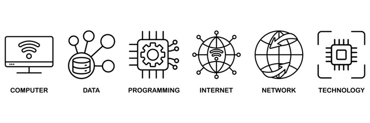 Information technology icon set vector illustration concept for computer, data, programming, database, internet, network, and technology