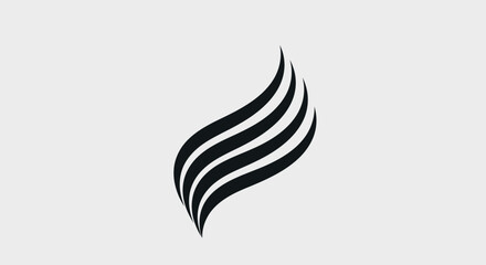 Wall Mural - Abstract black wavy lines on a light background.