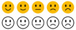 © icons gate - feedback emoji. emoticons set , rating scale of customer satisfaction rating with 5 levels ; good, medium, bad or happy smile, neutral, angry emojis - smiley icon set. vector illustration