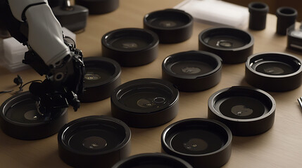 Robotic Arm Selecting from Array of Circular Optical Lenses