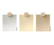 © Triple - Three blank sticky notes, light beige, cream, and off-white, affixed with light beige clips, arranged horizontally