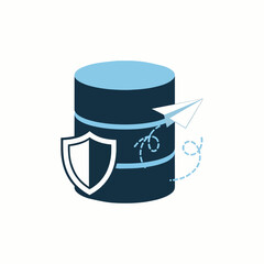Database cylinder with shield  Minimal Flat Vector Illustration for software development, IT support, apps, templates, and brandless design