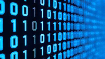 digital stream: a captivating display of binary code cascades across the screen in a vibrant digital
