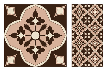 Wall Mural - vintage tiles patterns antique seamless design in Vector illustration
