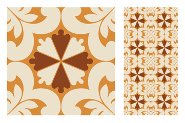 Wall Mural - vintage tiles patterns antique seamless design in Vector illustration