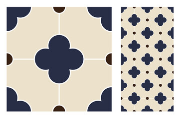 Wall Mural - vintage tiles patterns antique seamless design in Vector illustration