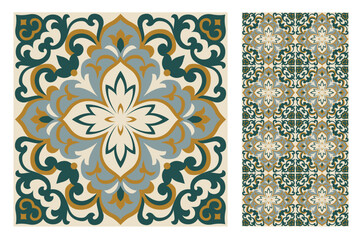 Wall Mural - vintage tiles patterns antique seamless design in Vector illustration