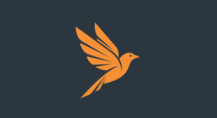 Wall Mural - graceful orange bird in flight with geometric wings.
