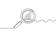 © AFAZ - Magnifying glass over growing bar chart single line drawing