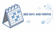 © RABBY - Blue desk calendar with grid and leaf motif planning scheduling