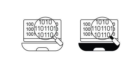 Binary Code set icon with white background vector stock illustration