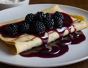 Wall Mural - blackberry crepes on a plate