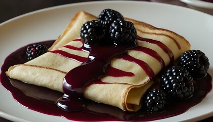 Wall Mural - blackberry crepes on a plate