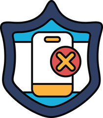 Wall Mural - A shield with a phone on it and an X on it