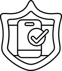 Wall Mural - A shield with a phone on it and a check mark