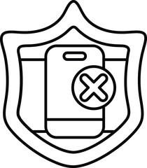 Wall Mural - A shield with a phone on it and an X on it