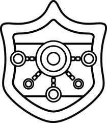 Canvas Print - A shield with a circle in the middle and a lot of circles around it