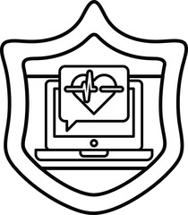 Wall Mural - A black and white image of a heart with a heart monitor on it