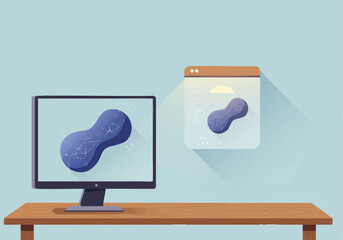 Digital data display on computer monitor and web interface concept