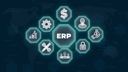 ERP. Enterprise resource planning concept.Business, Technology, Internet and network concept.
