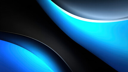 Wall Mural - Sleek blue and black abstract design featuring smooth curves and gradients, creating modern and dynamic visual effect. interplay of light and shadow adds depth and intrigue