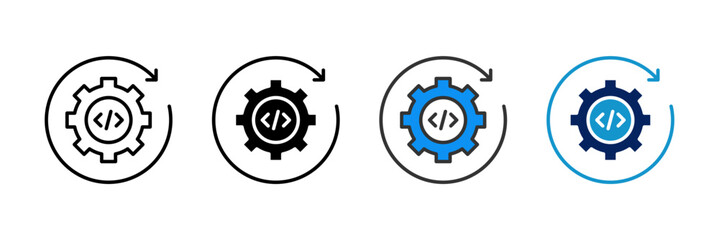 Auto Code Icon Set Multiple Style Collection