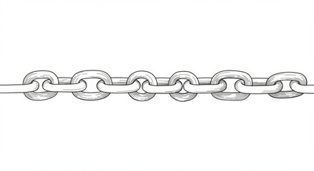 Strong chain links representing connection, strength, and security in black and white line art