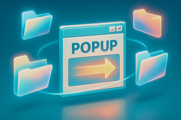 Wall Mural - popup concept: a vibrant, artistic rendering of a computer popup window design concept surrounded by