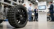 © Viktor - Large tire of robotic machine in modern office with business people in discussion