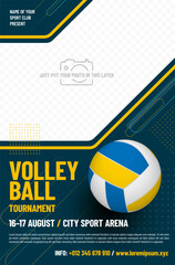 Wall Mural - poster template for your volleyball tournament with photo place