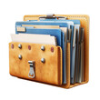 © Jawad - Organizer with blue and white files and documents a vintage office accessory for storage and organization close up view on transparent background