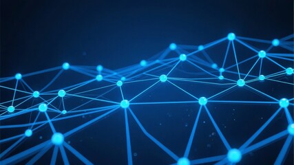 Blue Network Connections: A Digital Web of Interlinked Nodes