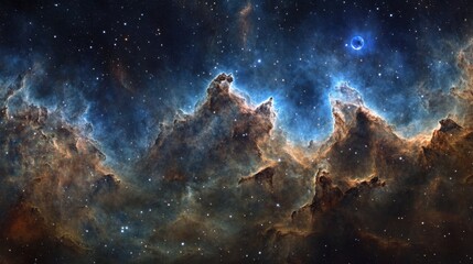 Wall Mural - A captivating display of cosmic clouds, vibrant hues, and star-studded expanse in the nebula.