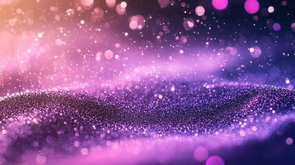Wall Mural - purple and pink glittering particles with a gradient background.