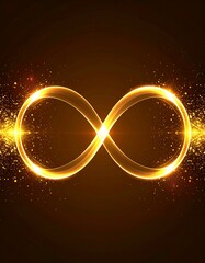 Wall Mural - Golden infinity symbol with glowing particles