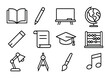 © Ms. Fox - Intergenerational Learning Icons. Outline icon set of Intergenerational learning and mentoring: open book,