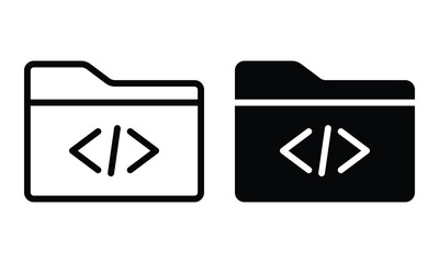 Code folder icon with outline and glyph style.