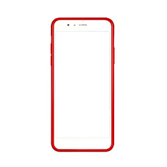 Red smartphone with blank blank screen isolated on a transparent background mobile