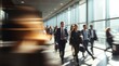 © Lira - motion blur image of business people crowd walking at corporate office in city downtown