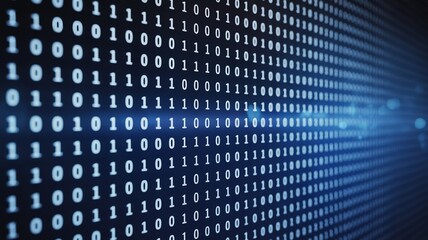 Secure data stream with binary code for modern technology, futuristic digital background, network security, and advanced technology concepts