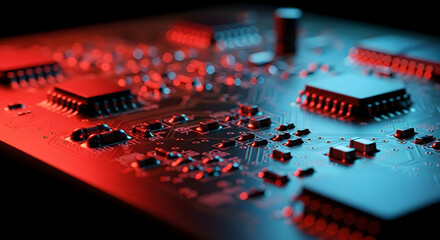 Close-up of Electronic Circuit Board Components.