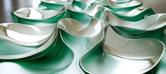 Sticker - dreamy silver tones and abstract swirls create ethereal wave forms in serene modern art aesthetic