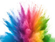 © CHAOURRI - Colorful explosion of powder paint against a white background in a dynamic symmetrical composition